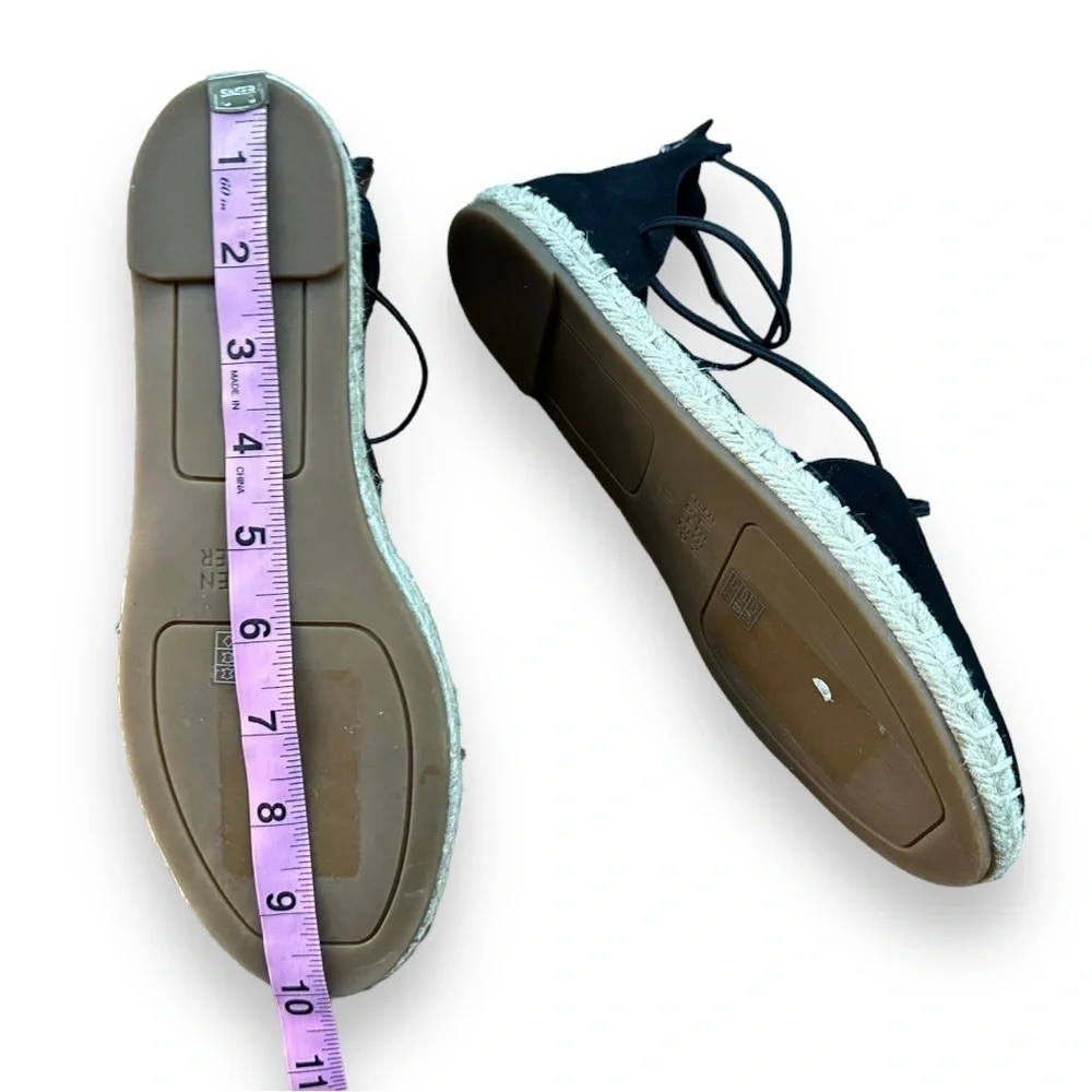 New Eileen Fisher Black Lace Leather Espadrilles | Size 7.5